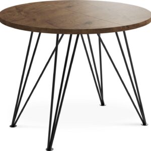 WFL GROUP Modern Rectangular Extendable Dining Table - Space Saving - Black Wood Legs - Made in EU - 170 x 90 cm - Wotan Oak