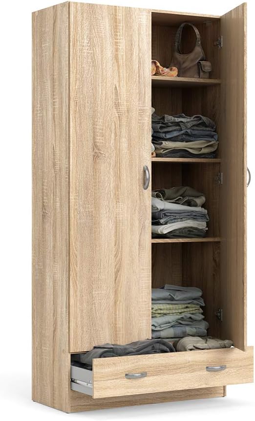 Dmora - Two-door wardrobe with one drawer, oak color, 79 x 35 x h171 cm